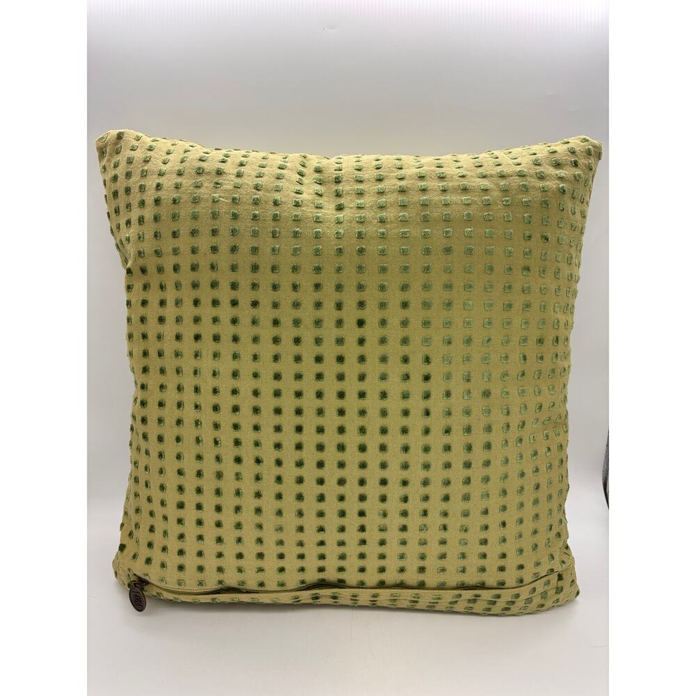Pair of Pier One green with green textured checks squares pillow covers